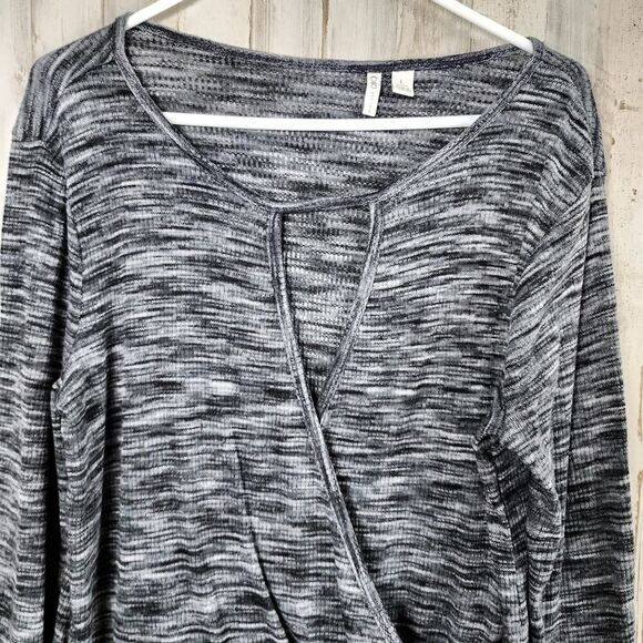 Cato Long Sleeve Deep V-Neck Sweater Black Gray Size Large - Picture 4 of 8